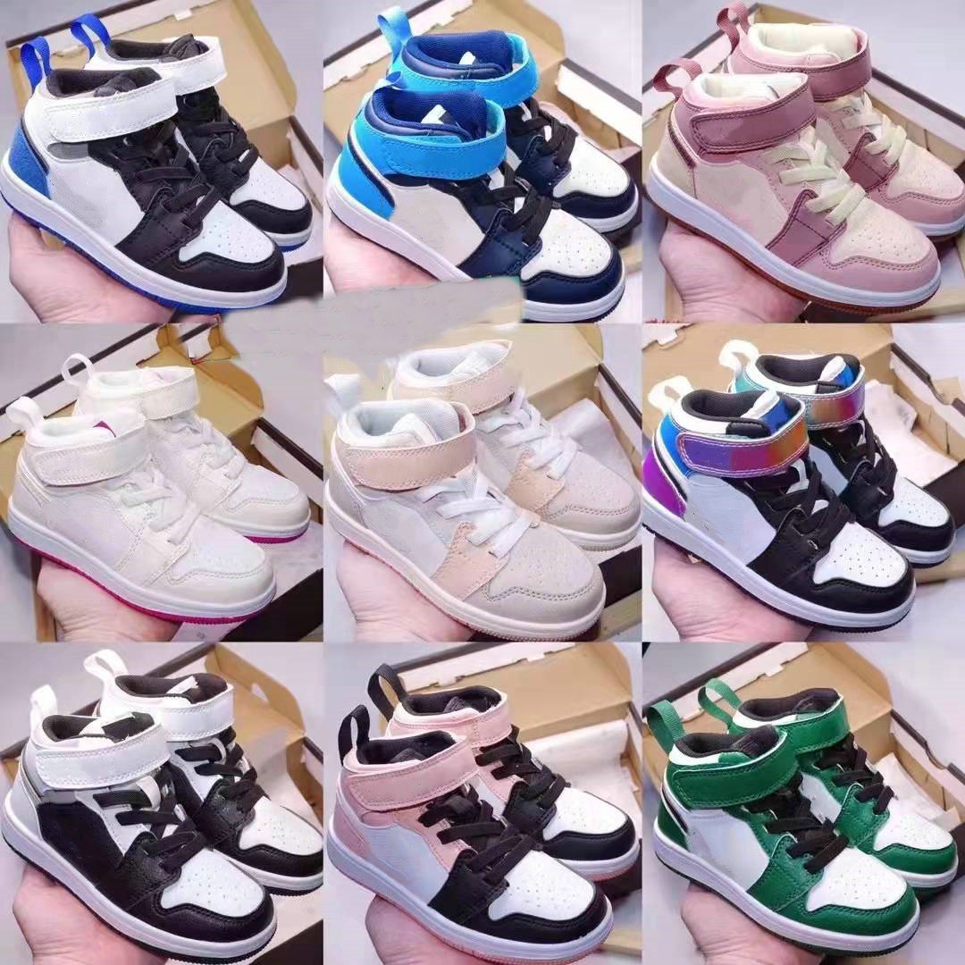

colors kids shoes Jumpman 1 low 22-37 Wolf Grey blue black white red prom night kids sneakers tennis children Multi Sports basketball shoe