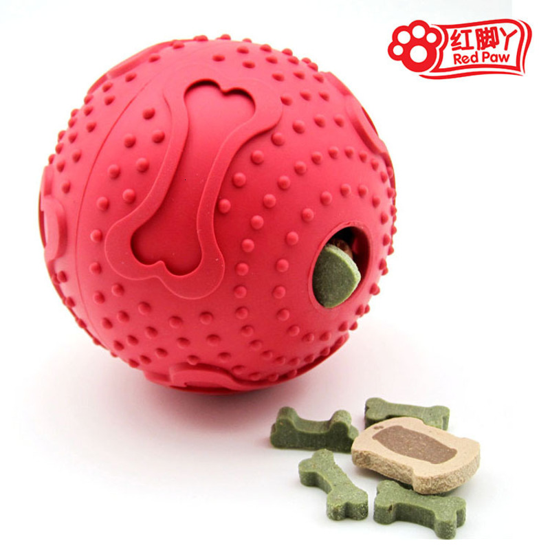 

Feet Redpaw Rubber Red Bone Pattern Leaky Food Ball Toy Supplies Pet Dog Toys