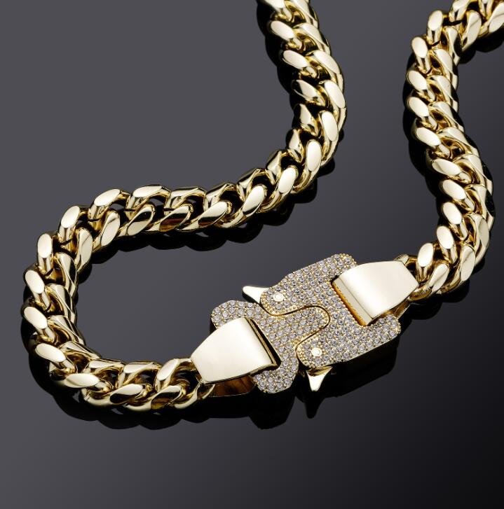 

12mm Wide Punk gold Silver Color Smooth Miami Cuban Curb Chain Necklaces Men Necklace Jewelry