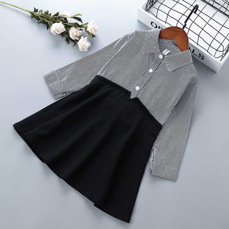 

2-6 years High quality girl dress spring autumn stripe patchwork kid children clothing girls party princess 210615, Pink