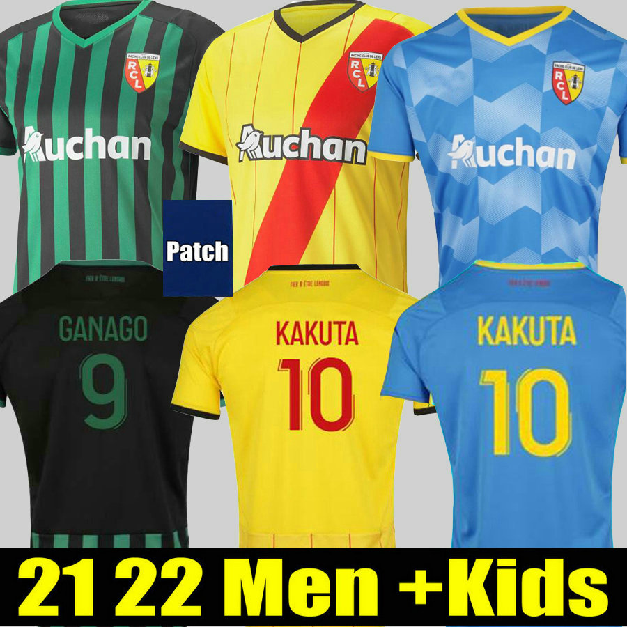 

21/22 RC Lens soccer jerseys Kakuta Ganago Sotoca Fofana Gradit Fortes Cahuzac Banza Doucoure 2021 2022 maillot de foot Men Kits Kids football uniform, 21 22 away adult