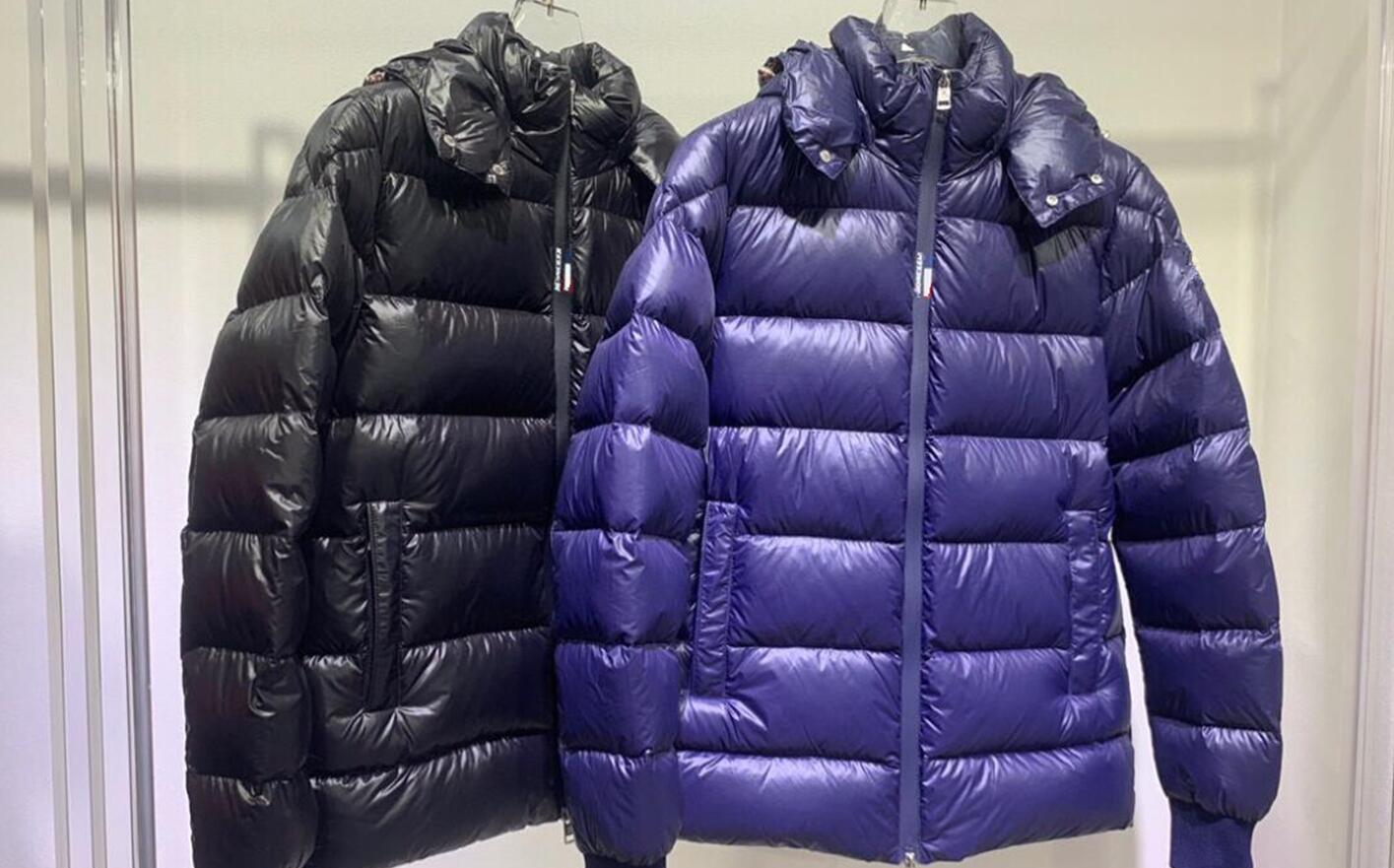 

Men Hooded Down Coat Thick Warm Double Zipper Design Jacket Waterproof Parkas Blue /Black Size 12345