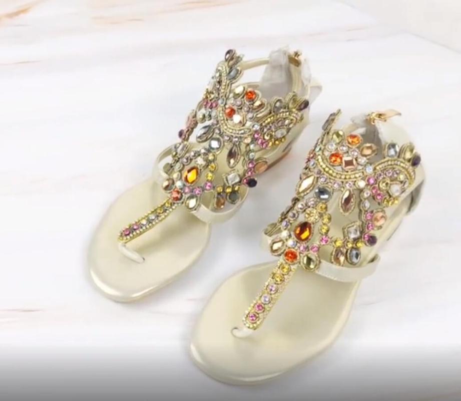 

Woman Sandals Women Shoes Rhinestones Gladiator Flat Crystal Chaussure Bling Tenis Feminino Green Flip Flops, Black