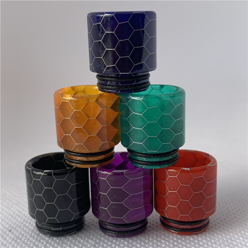 

DHL 810 Snake Skin Resin Drip Tips Epoxy Colorful Honeycomb Cobra Tip With Candy Acrylic Package For TFV8 TFV12 Big Baby