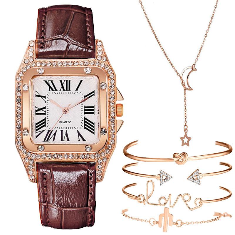 

Quartz movement women's watch square Diamond Dial Leather needle buckle strap student leisure watch 37mm Designer Watches