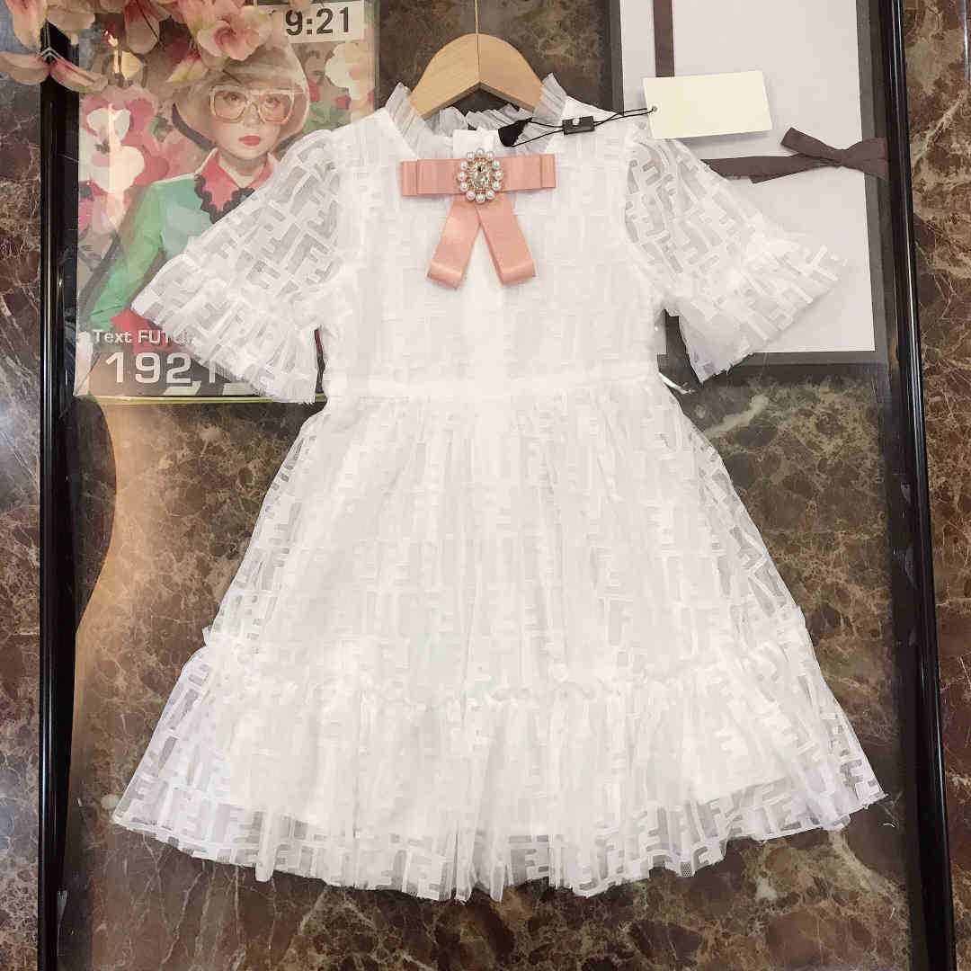 

summer designer girl skirt girl's cotton dress 2021 new DRESS Princess dress Net skirt white