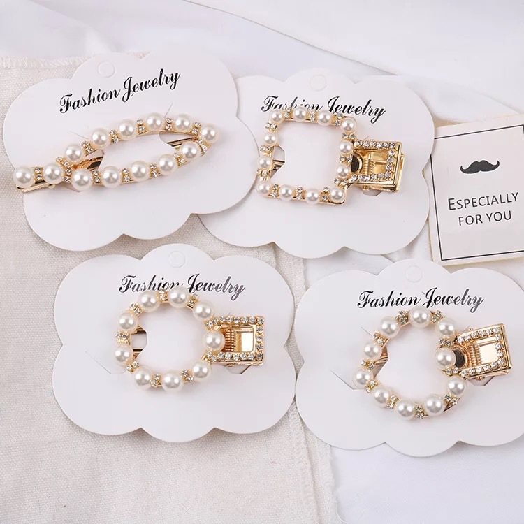 

Crystal Pearl Hair Clips Metal Elegant Barrette Bobby Pins Wedding HEAD Styling Tool HairClips for Women, Slivery;white