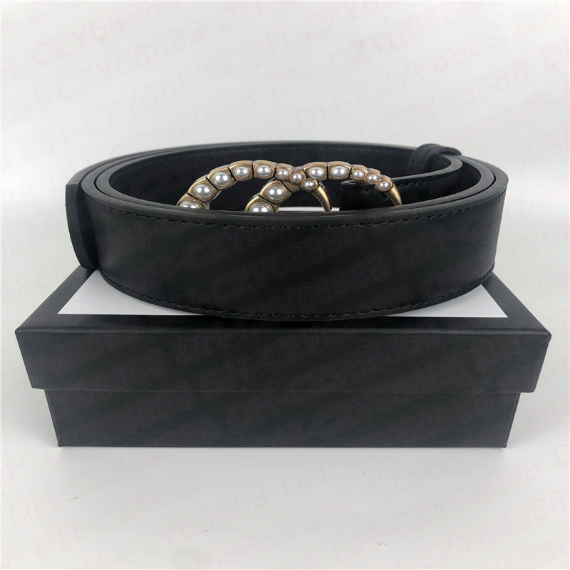 

men designers belts luxury mens and womens ceinture pearl + diamond buckle belt length 105-125cm width 3.8cm with box, Black;brown