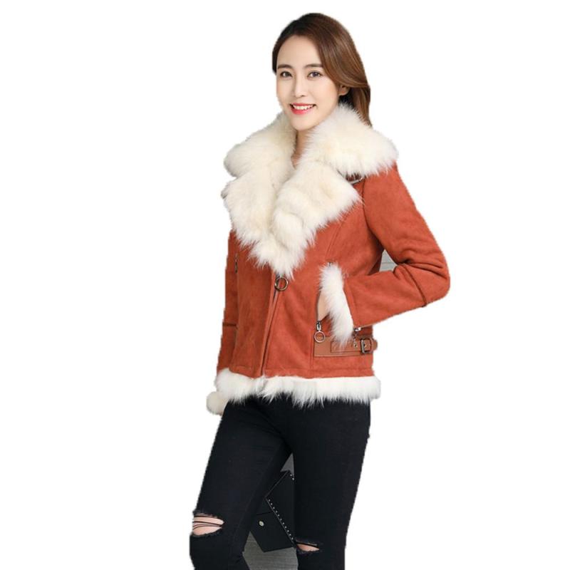

Women's Fur & Faux Denny& Coat Sheepskin Shearling Jacket Winter With Real Collar Girl Warm, Black