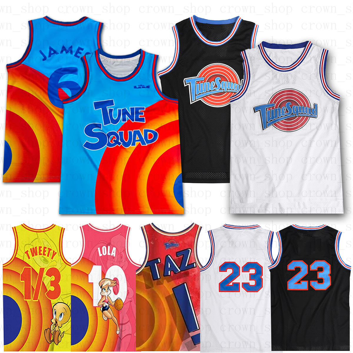 

Space Jam 2 Basketball Jersey Bugs Bunny ! James Taz 1/3 Tweety Tunes squad 10 Lola Lebron 23 Michael 22 Bill Murray Men kdis Jersey z4, Black;red