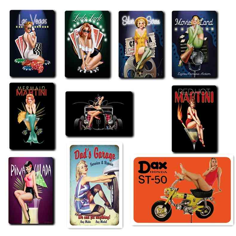 

Hot Sexy Girl Sign Vintage Tin Plaque Wall Art Decor for Bar Garage Club Retro Metal Posters Iron Painting 20x30cma