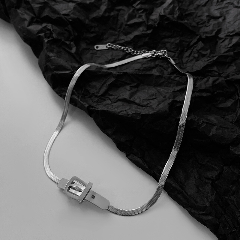 Xianlan089 Snake Chain Belt Buckle Bone Necklace Female Ins Hip-Hop Sense Of European And American Advanced Titanium Steel Persona-image-706263794