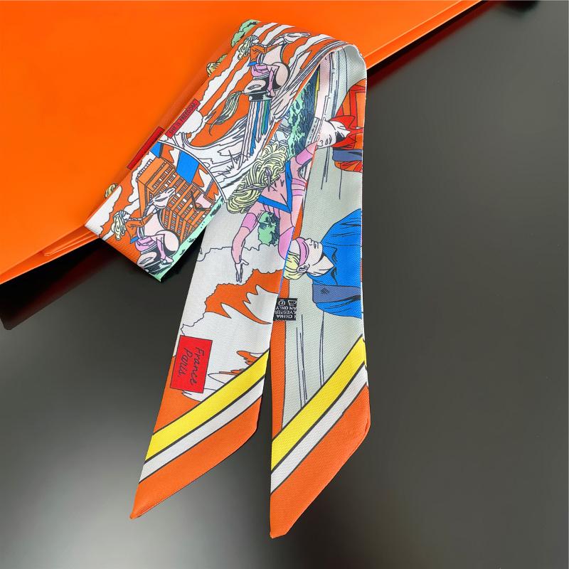

Scarves Fashion Woman Twill Scarf Luxury Masked Man Printed Thin Long Head Bag Ribbons For Ladies Cloth Accessories Tie