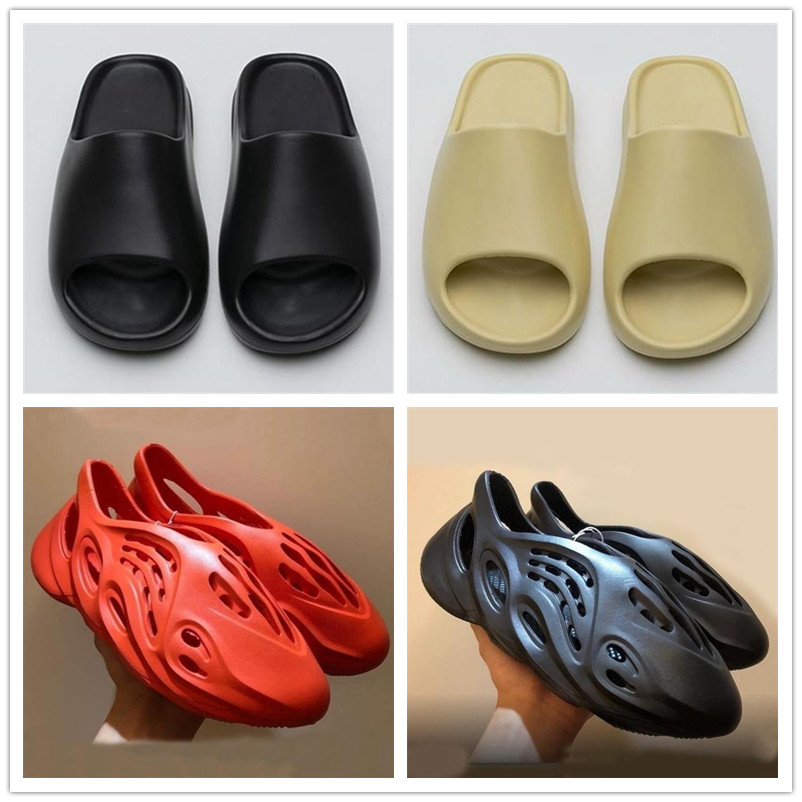 

2021 Slipper rubber Resin Solid Slide Sandal Fashion Women Men Slides Slippers Foam shoes Desert Sand Triple Bone Size 36-45, Extra dust bag payment