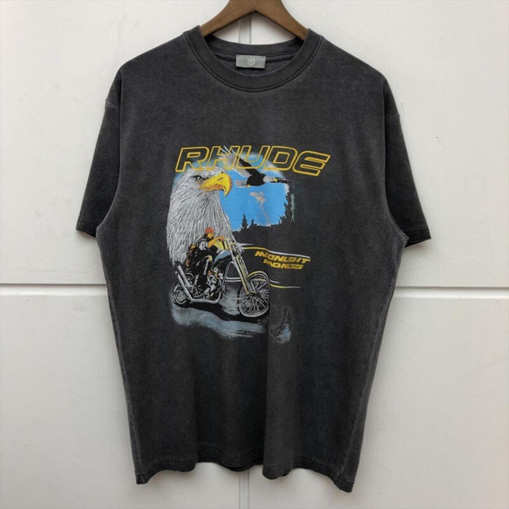 

Eagle Rhude Women Washed Mens T Shirts Do Old Summer Fashion Tees Streetwear
