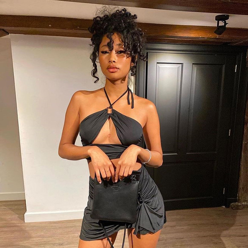 

Fashion Cut-Out Bla Halter Sleeveless Crop Tops for Women Rave Festival Baless Tanks Top Girls Cropped Tophigh quality, Black