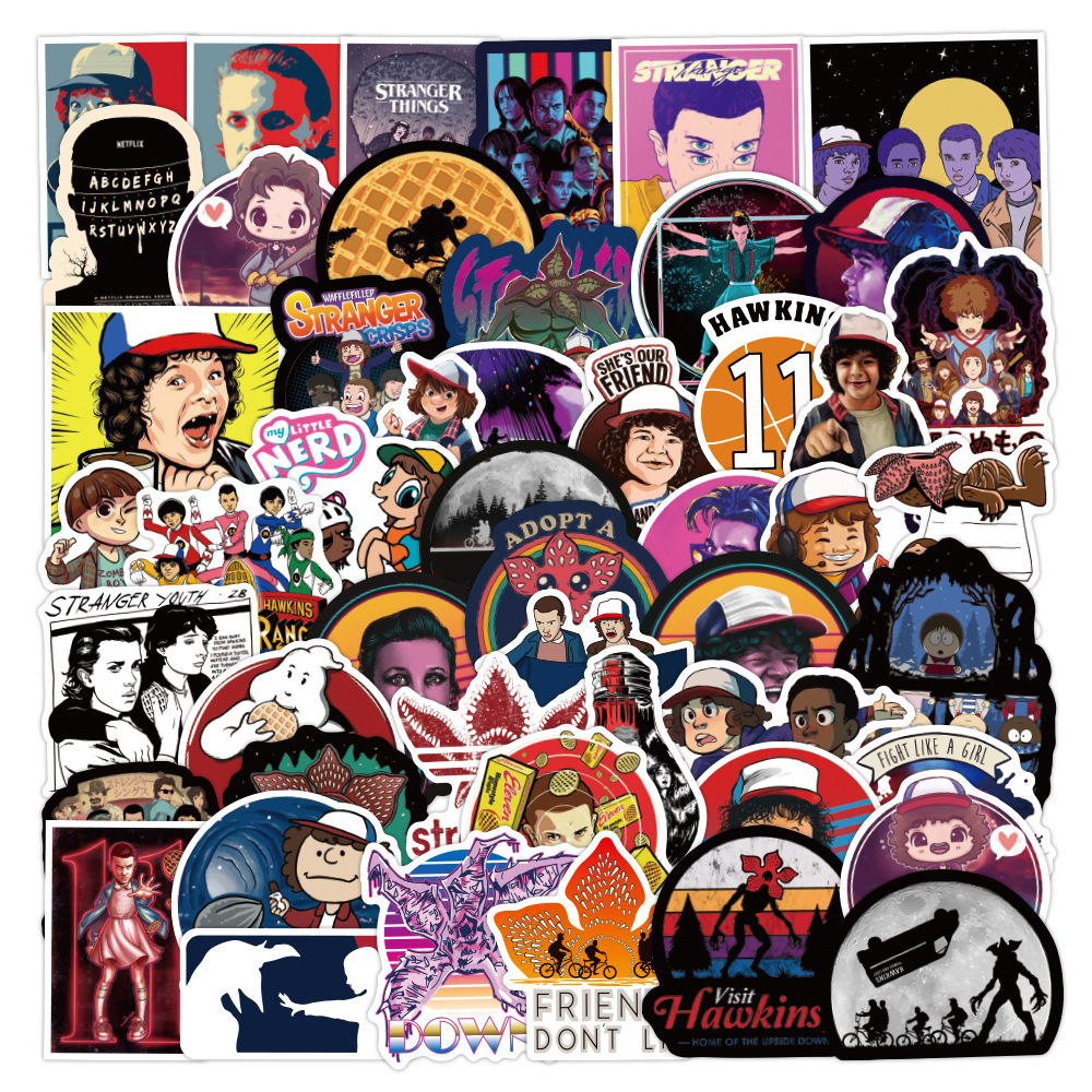 

50Pcs/Lot Stranger Things TV Show Stickers DIY Waterproof Guitar Motorcycle Notebook Computer Bicycle Kids Sticker Classic Toy