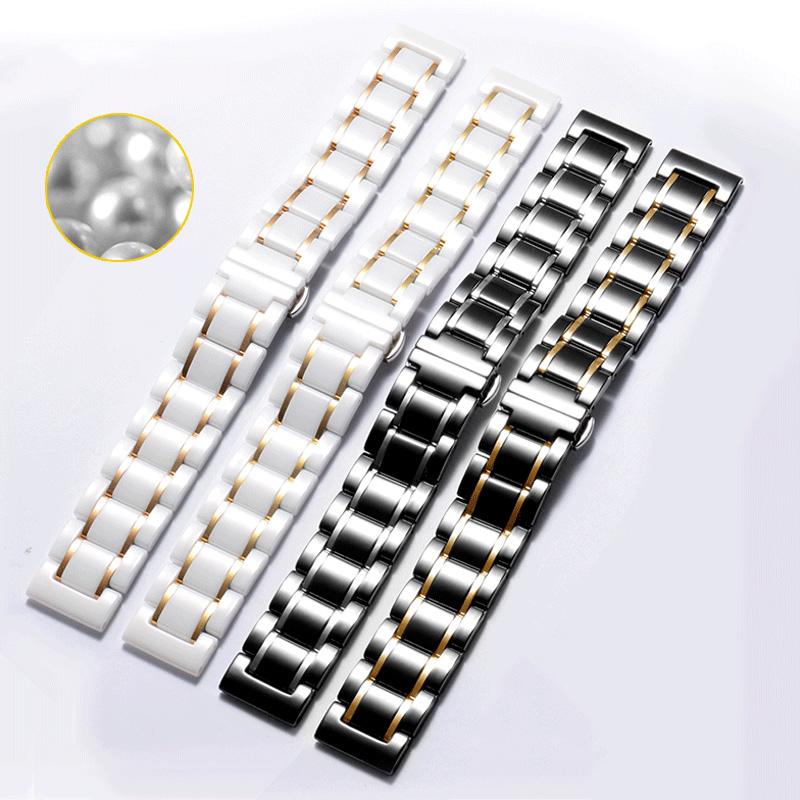 

Watch Bands Ceramic Fine Steel Watchband 15mm 16mm 18mm Strap With Butterfly Buckle For Huawei B6 B2 B3 B5 Smart Sport Chain