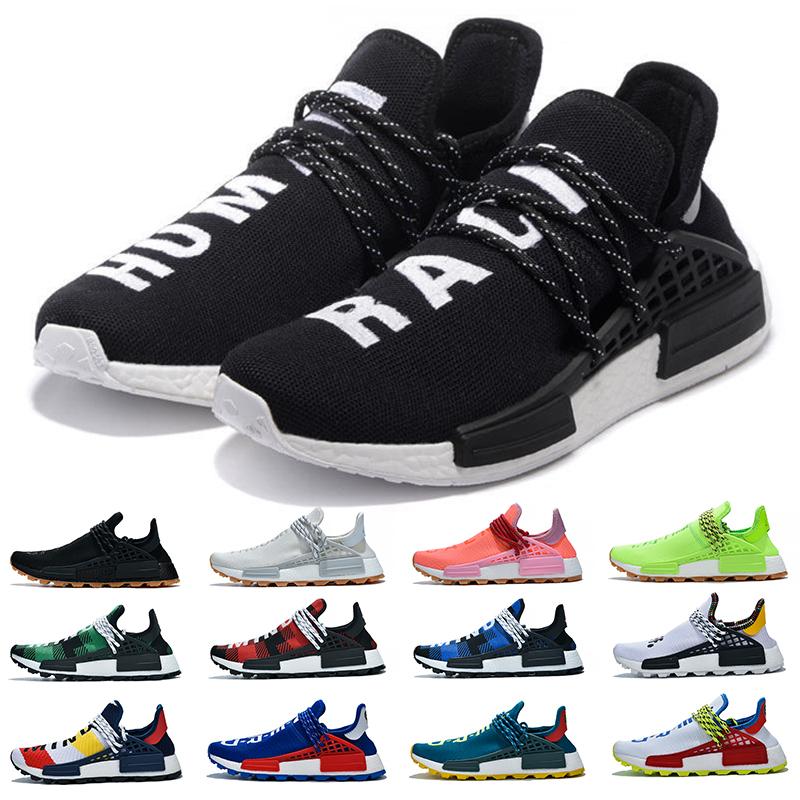 

NMD Human Race Men Women Running Shoes Pharrell Williams HU White Black Yellow Red Grey Blue Nerd Trainers Sports Sneakers Mens Size 5-12