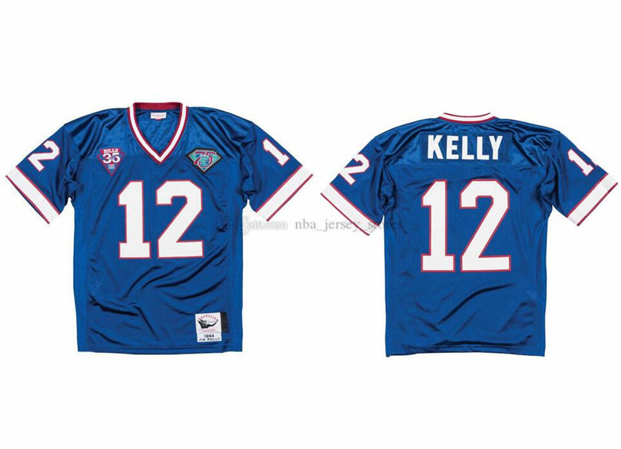 

Stitched football Jersey 12 Jim Kelly 1994 Mitchell & Ness retro Rugby jerseys