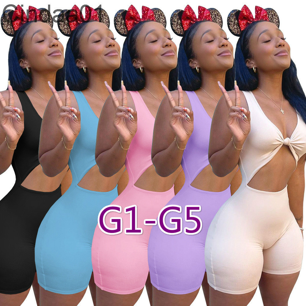 

Women Tracksuits Designer Jumpsuit Slim Sexy Backless Neck Sleeveless V Neck Hip Sports Solid Colour Onesies Ladies Rompers 78 Styles, A1-a9(s-xxl)