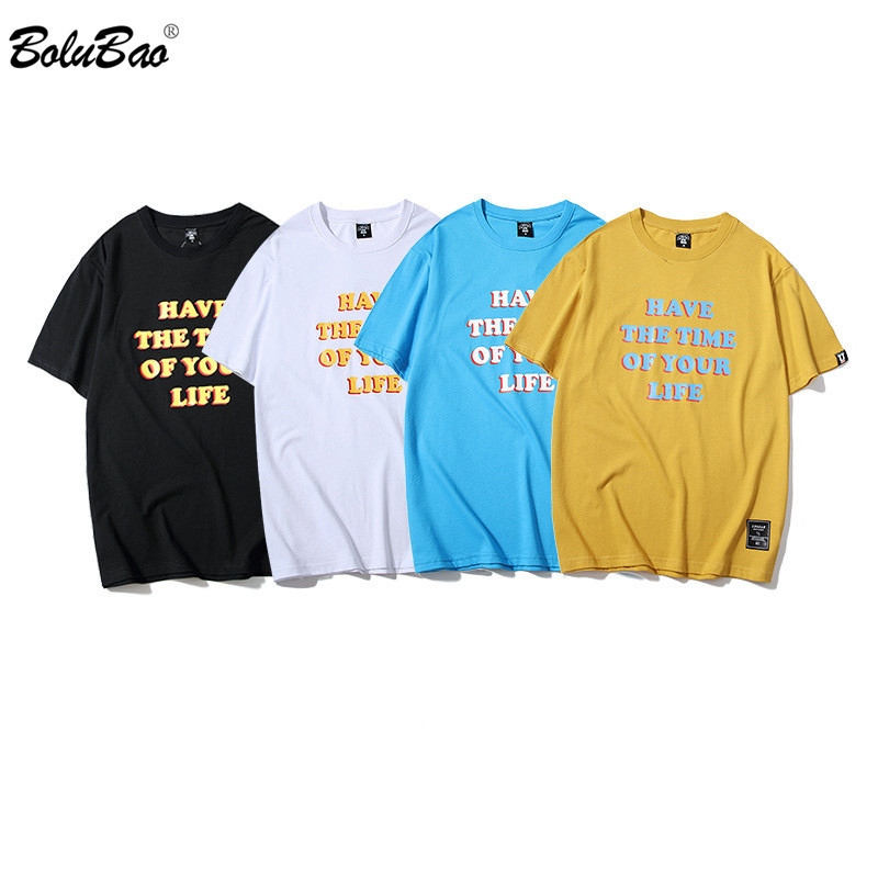 

BOLUBAO Fashion Men T-Shirts Summer Brand Personality Letter Printing T Shirts Men's Trend Simple Style Casual Tee Shirt 210518, Black