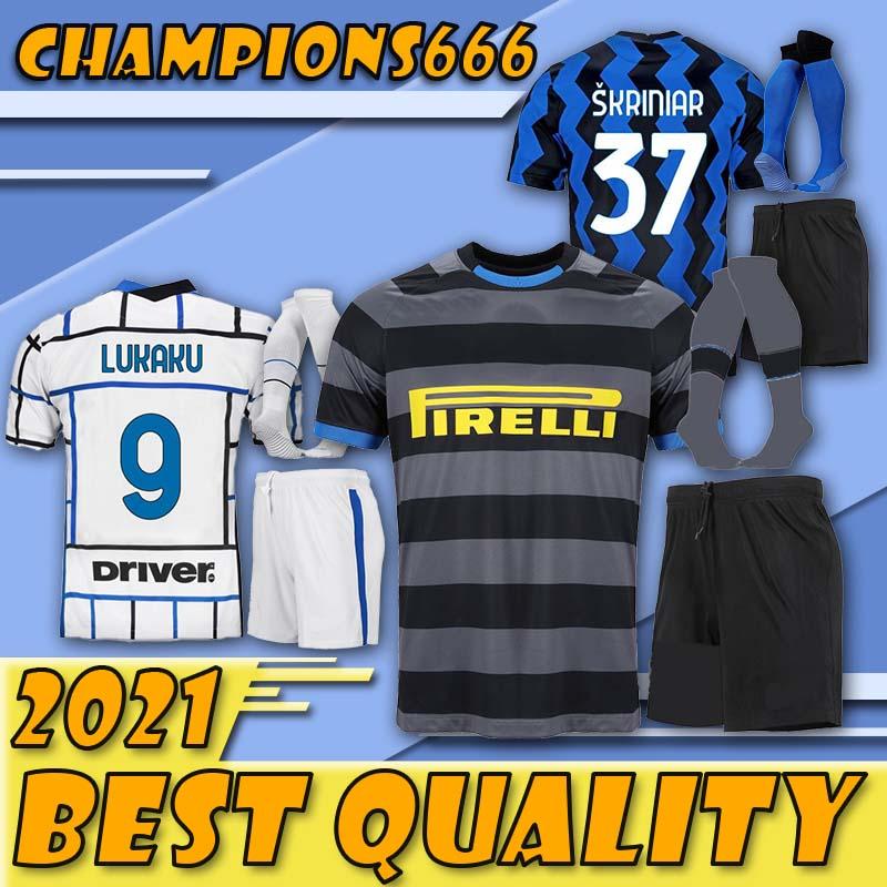 

Latest!!20-21 ERIKSEN LUKAKU LAUTARO Inter home away Milan soccer jerseys BARELLA 20 21 football top shirt Kits sets with socks uniform, Black