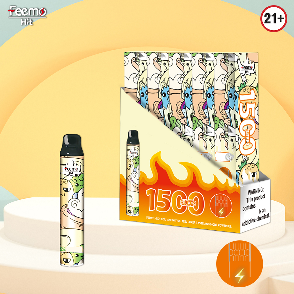 

Original Feemo Hit Disposable Vape E cigarettes 1500puffs pen 6.5 ml Mesh coil pods Cartridge 950mah battery Device pk Geek Bar