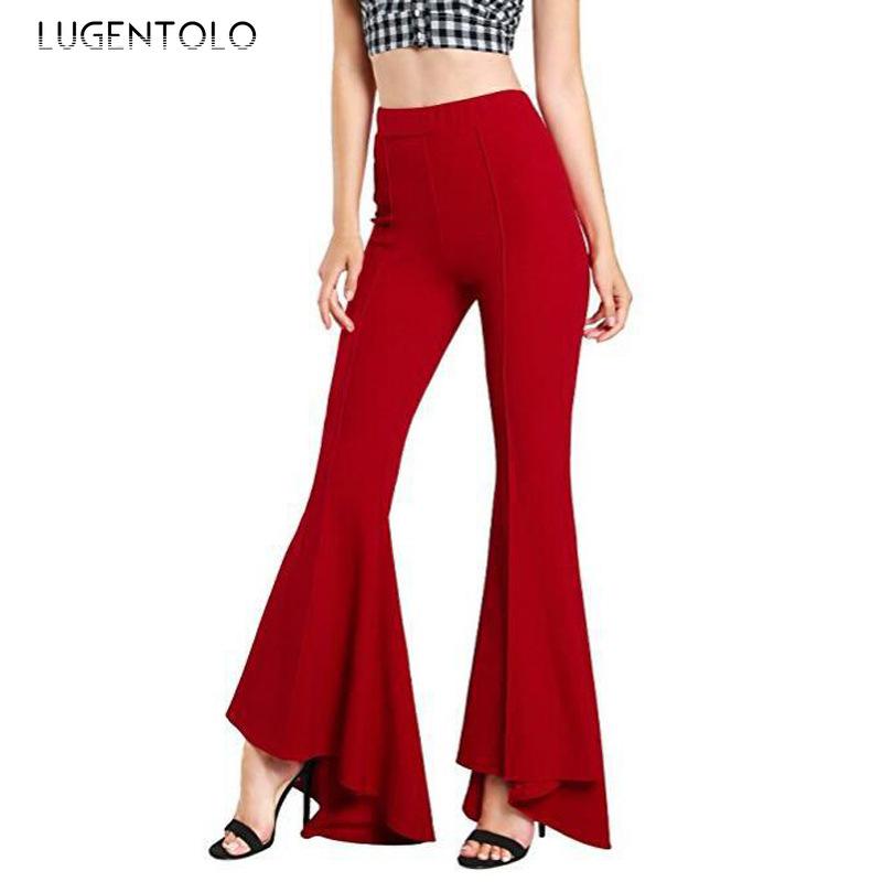 

Women's Pants & Capris High Waist Women Sexy Elasticity Spring Boot Cut Solid Casual Female Elegant Temperament Street Long Lugentolo, Black;white