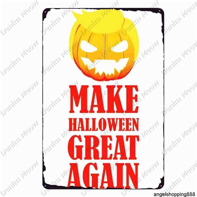 

Happy Halloween Poster Pumpkins Shabby Chic Metal Signs Bar Party Cafe Home Decor Witches Art Plaque Camperwee Tin Painting N370