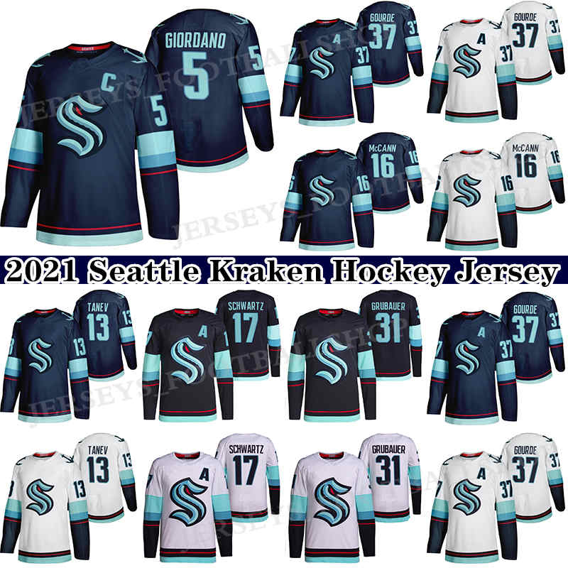 

2021 Seattle Kraken Ice Hockey Jersey 5 Mark Giordano 31 Philipp Grubauer 37 Yanni Gourde 32th New Team Custom Mens Womens Youth Any Nunber Any Name Hockey Jerseys, Navy blue mens