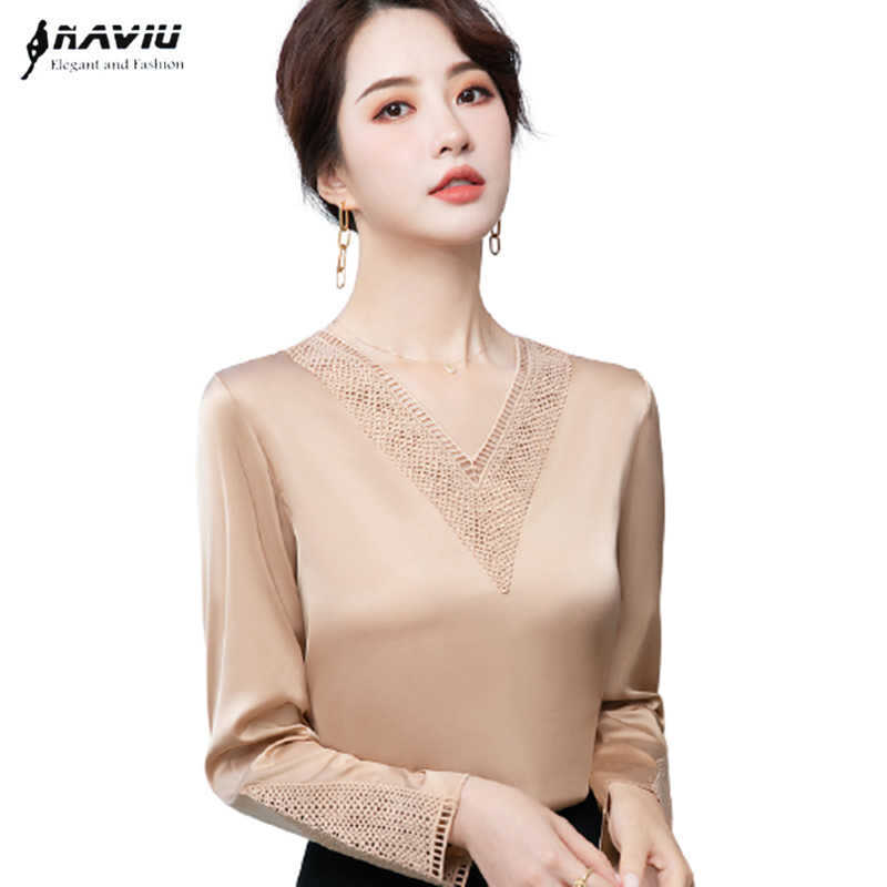

Champagne Shirt Womens Spring Long Sleeve Fashion Hollow Out V Neck Chiffon Bottoming Blouses White Casual Tops 210604, Black