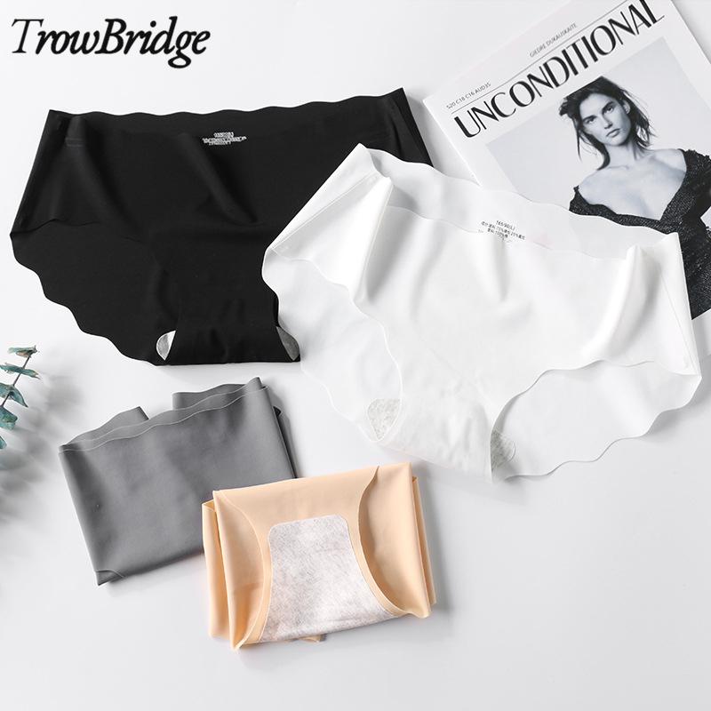 

Women's Panties TrowBridge Silk Satin Breathable Seamless Underwear Girl Sports Briefs Solid Sexy Lingerie -3XL Underpants Sale, Black;pink