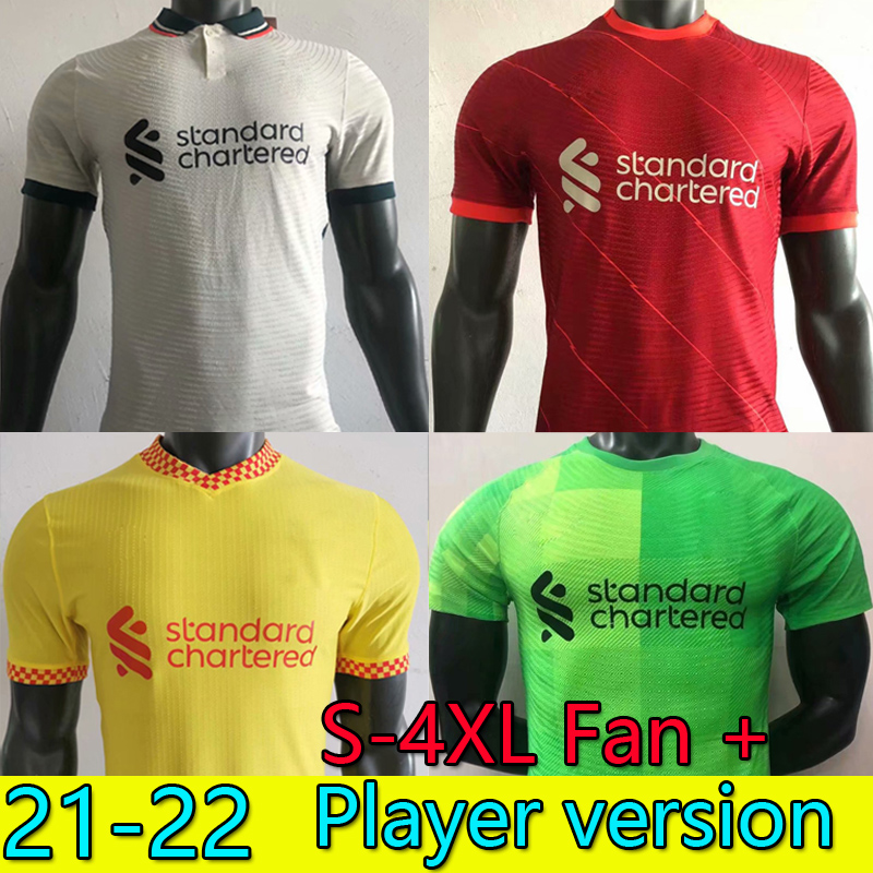 

S-4XL Fan+Player version LVP soccer jersey home away 3rd 21 22 M.SALAH FIRMINO 2021 2022 MANE VIRGIL THIAGO child youth football shirt TOPS, Black;yellow