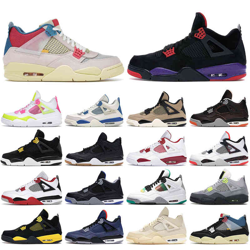 

Basketball Shoes Men 4s 4 Black Pure Money Cool Grey Royalty University Red Union Guava Lemon Venom Thunder Mens Trainers Sneakers Size US 7-13, Black cat