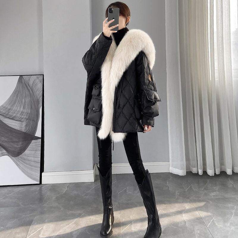 

Women's Fur & Faux Super Large Collar Cotton-padded Clothes Winter Western Style Imitation Loose, Black
