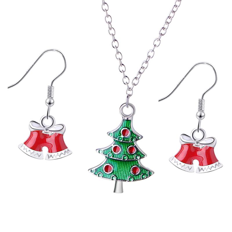 

Earrings & Necklace 1 Set Christmas Creative Jewelry Party Accessories For Women Girls (Style 1), Silver