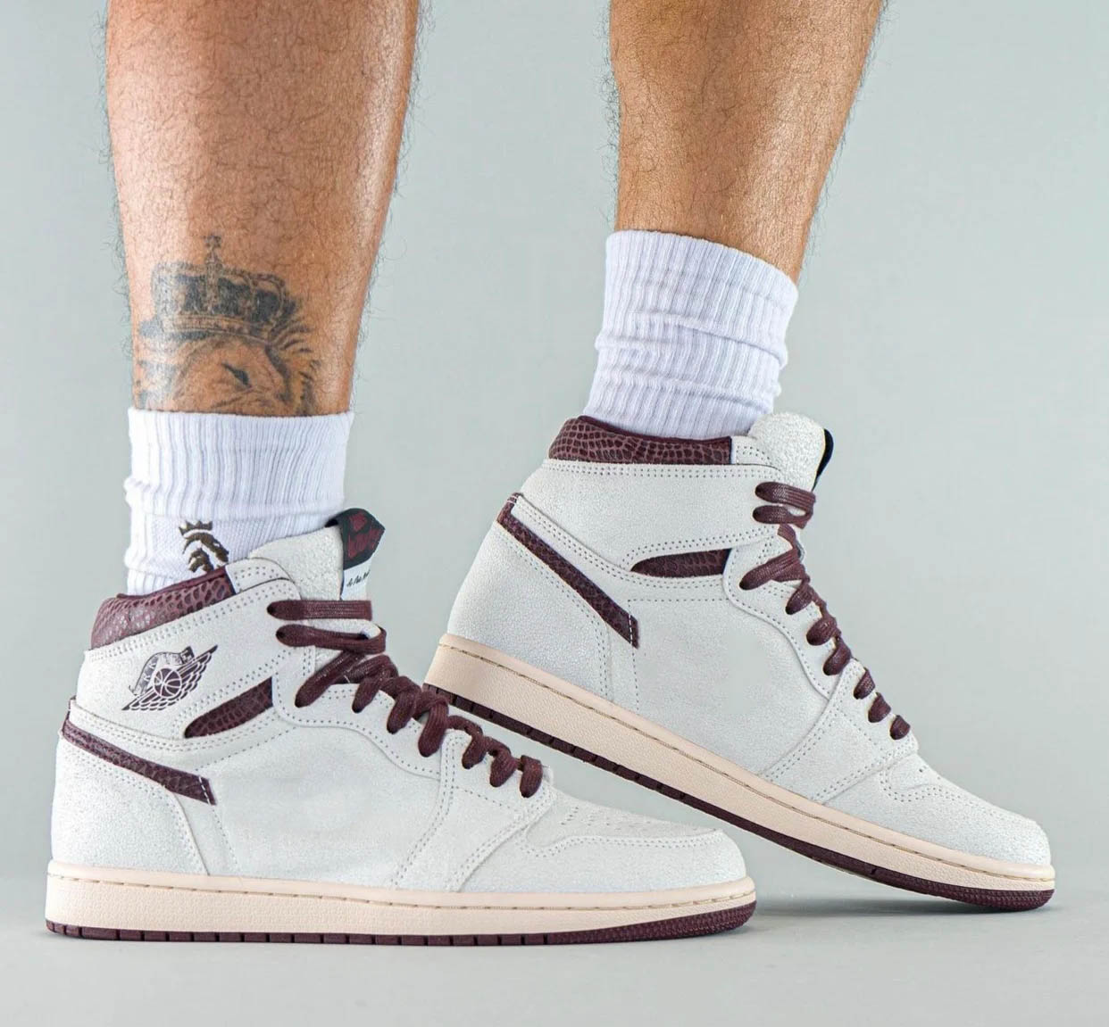

Good Quality Jumpman 1 High OG A Ma Maniere Basketball Shoes 1s Sail suede across the base overlays and tongue running fashion sneakers, #2