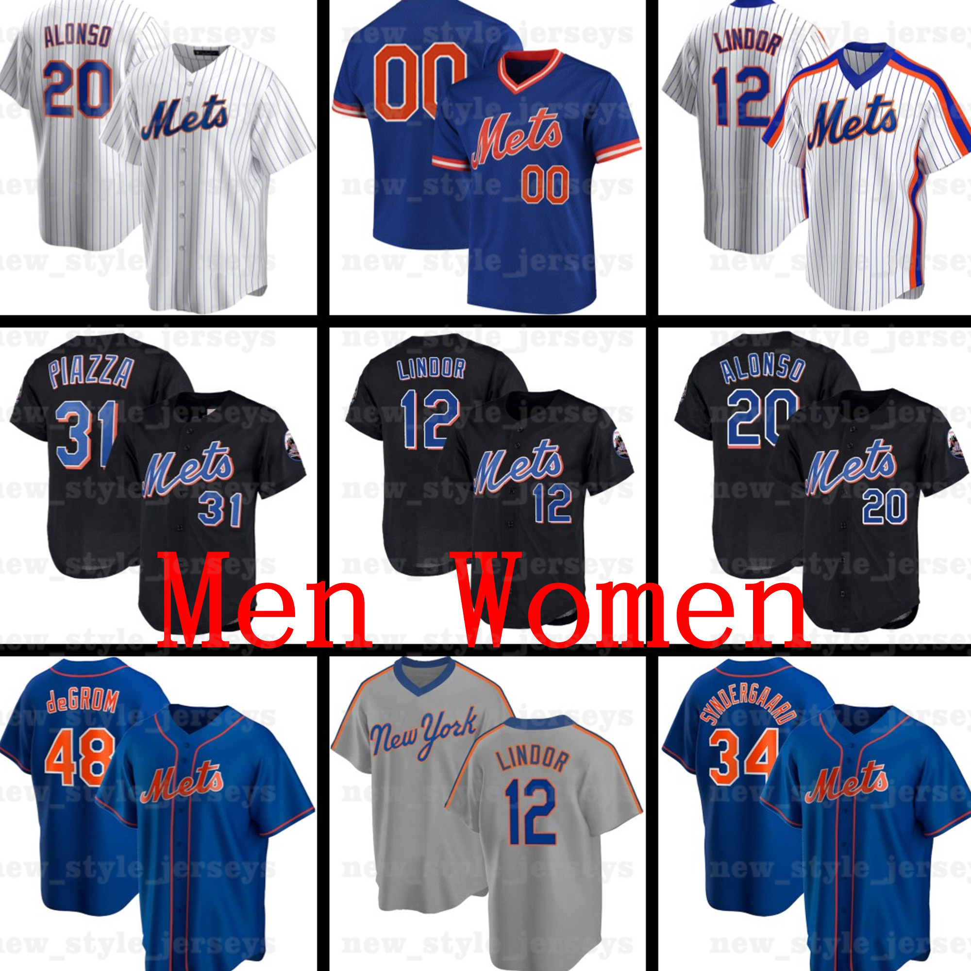 

12 Francisco Lindor 20 Pete Alonso Baseball Jersey Men Women Jacob deGrom z8 Keith Hernandez New Mike Piazza JEFF MCNEIL York xx Mets, Women(da du hui)
