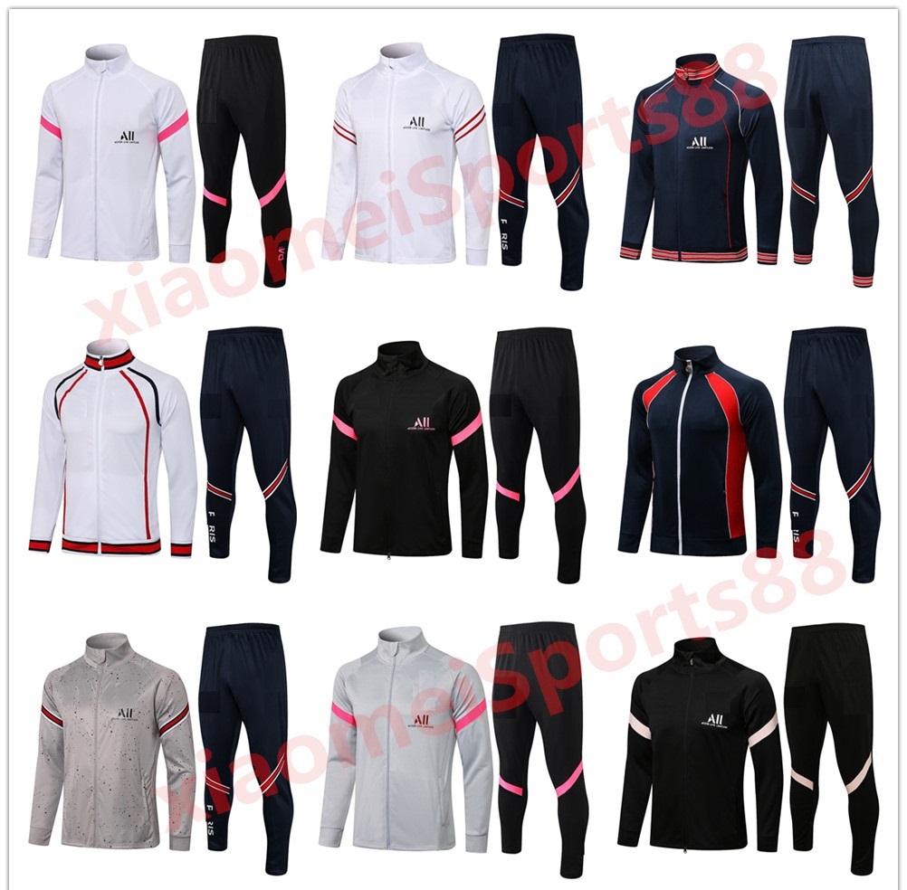 

New Paris 2021 2022 adult Men kit Long sleeves soccer jacket uniforms tracksuits Psgjerseys MESSI Mbappé sergio ramos 21 22 train football coat training shirt suit, As shown in illustration