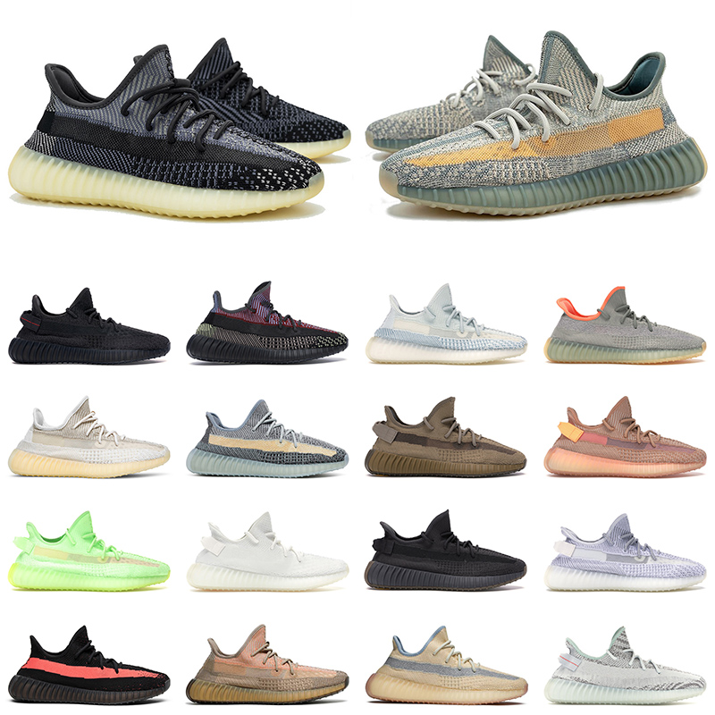 

2021 Top Quality Kanye Carbon Running Shoes Israfil Cinder Desert Sage Earth Tail Light Zebra Cream Womens Mens Size 13, C6