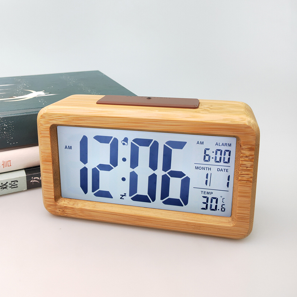 

Soid Wood Tabe Cock Desktop Aarm Cock Room iving Room Decoration Eectronic Cock Fashion Eectronic Office Desk