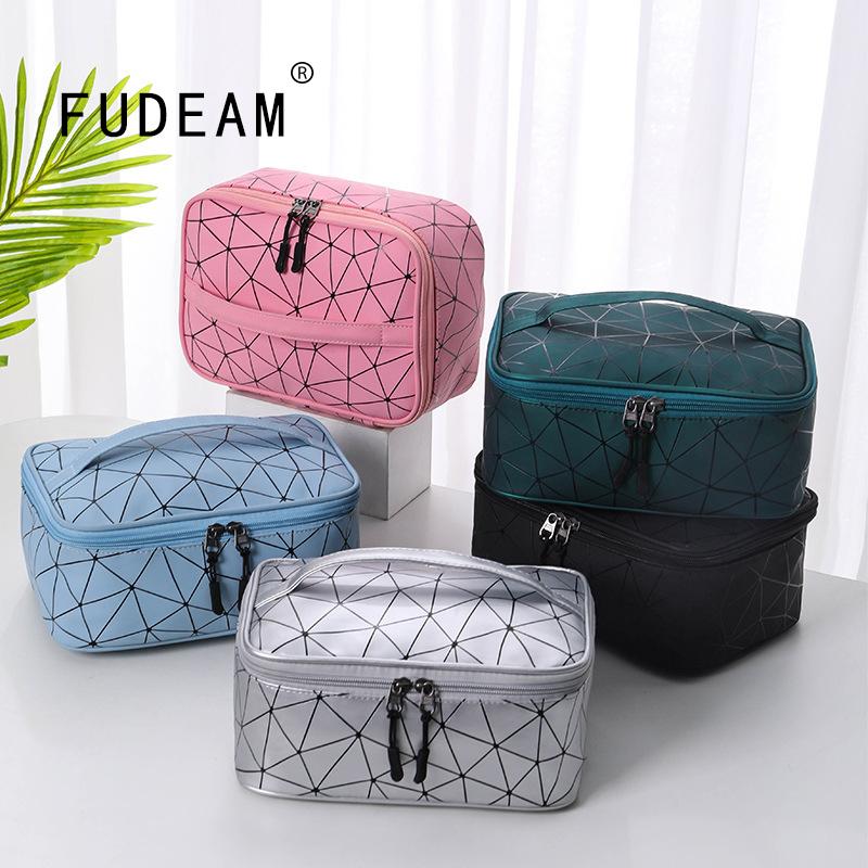 

Leather Portable Women Multifunctional Cosmetic Bag Travel Storage Organize Zipper Waterproof Makeup Case Toiletry Bags & Cases