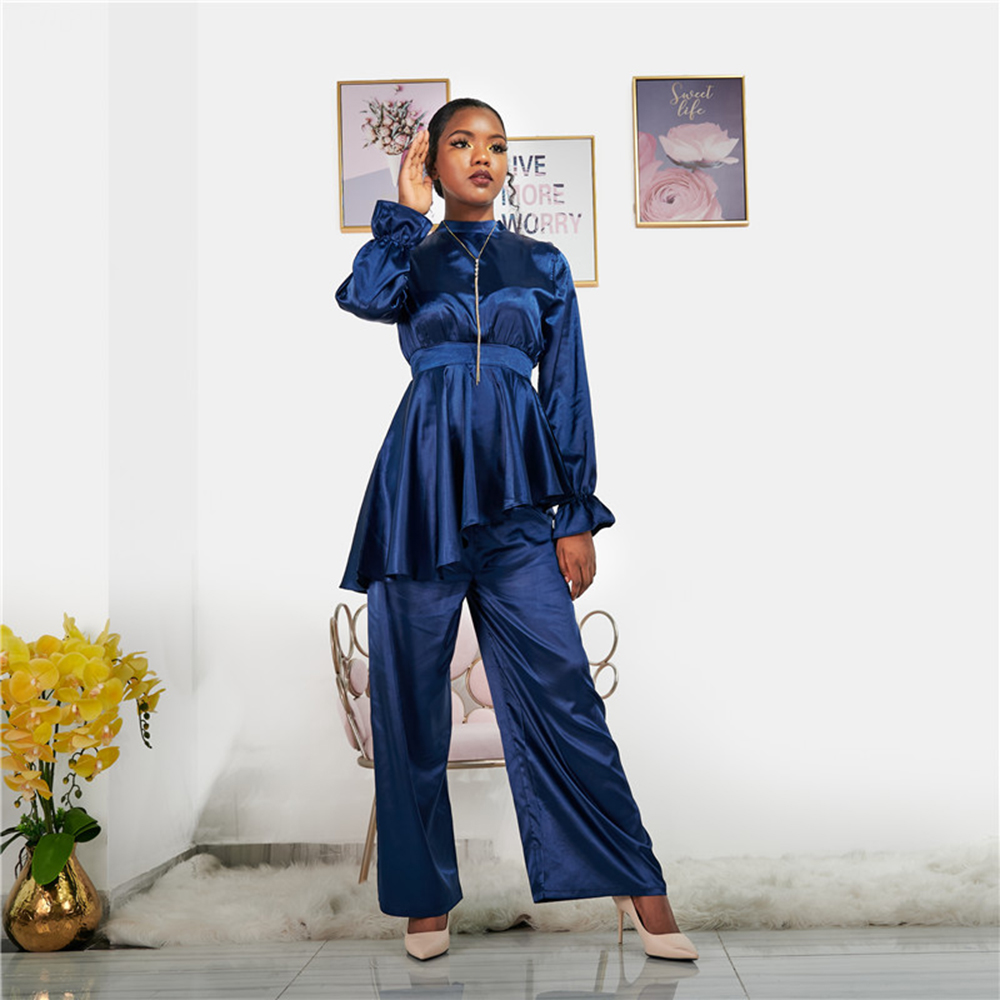 

Eid Mubarak Satin Two-piece Muslim Sets Abaya Dubai Turkey Hijab Dress Islam Ensemble Femme 2 Pieces Pantalon Musulman Ensembles