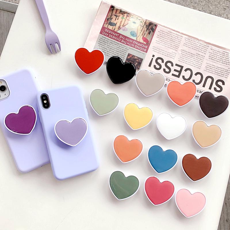 Cell Phone Mounts & Holders Solid Color Love Heart Grip Holder Foldable Stand Finger Ring Tok For Huawei Smartphone-image-718736035