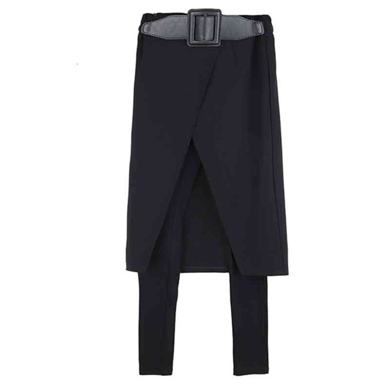 

Women's Pants & Capris Moda feminina primavera outono calças de alta estiramento preto falso duas peças lápis saia femininas streetwear wp24 5HQS, 1# shoe box