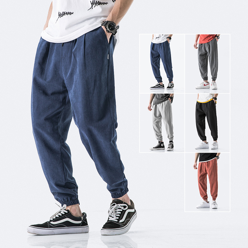 

Harajuku Summer Men Pants Casual Mens Business Trousers Thin Loose Elastic Waist Japan Style Pencil Pants Trousers Men, Black