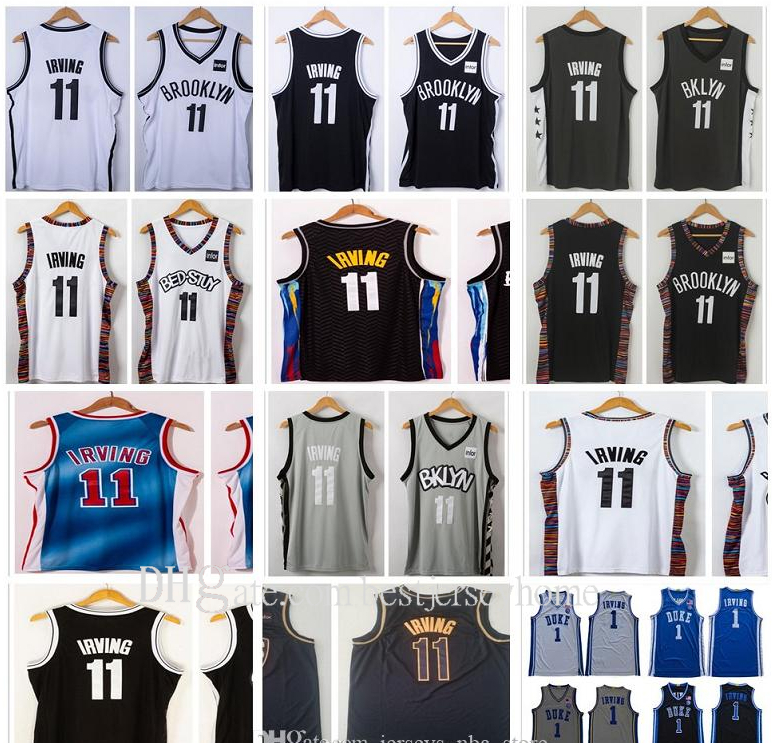 

New Stitched Basketball Jersey Men 2021 City Black Blue Irving 11 Kyrie Jersey Basketball 1 College NCAA Shirts White Grey Color Youth S-2xl, Black;red
