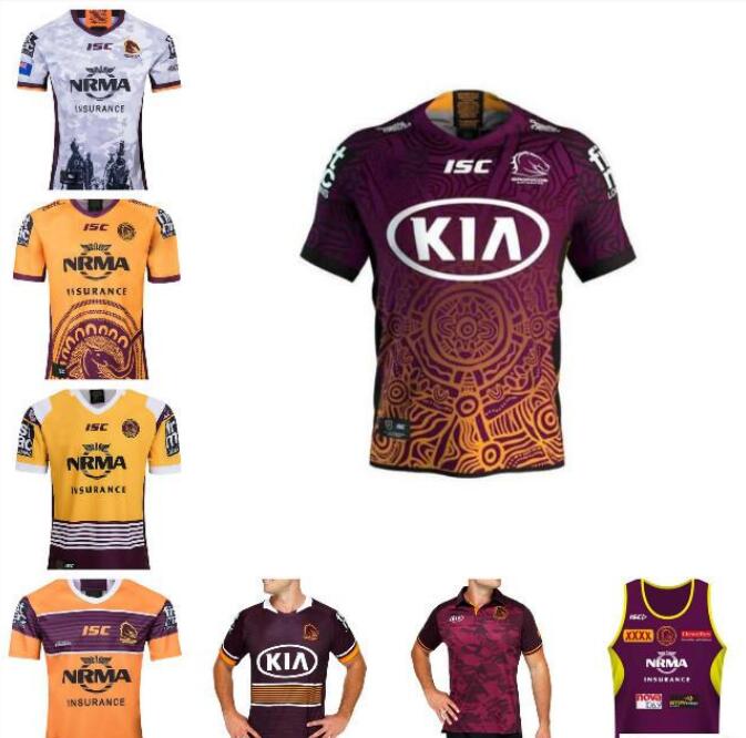 

2021 Brisbane Broncos Rugby Jersey Anzac 20 21 Men Indigenous Jerseys Australia NRL League Size S-3XL Top Quality, Black;gray