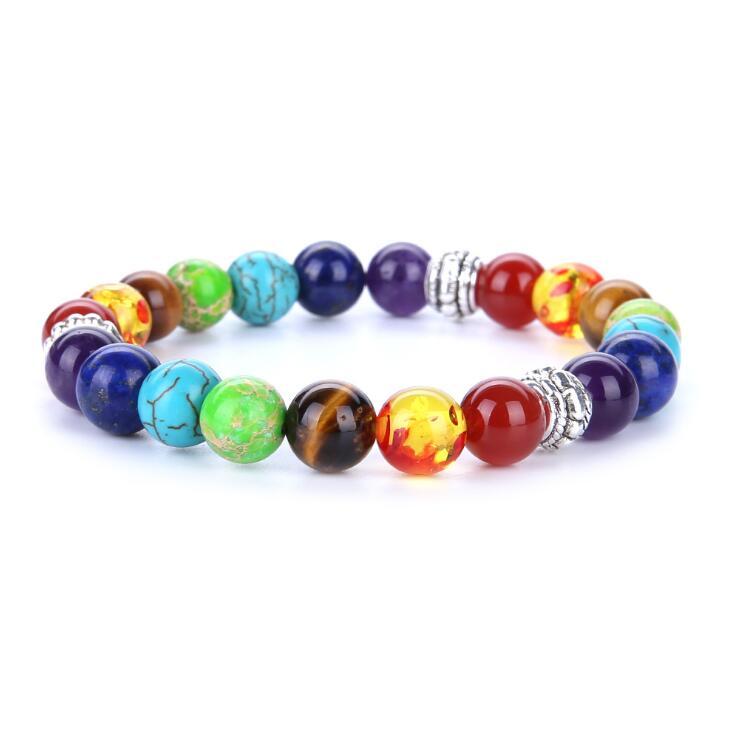 

Charm Bracelets Design Men & Bangles 7 Chakra Healing Balance Beads Bracelet For Women Reiki Prayer Stones Jewelry, Golden;silver